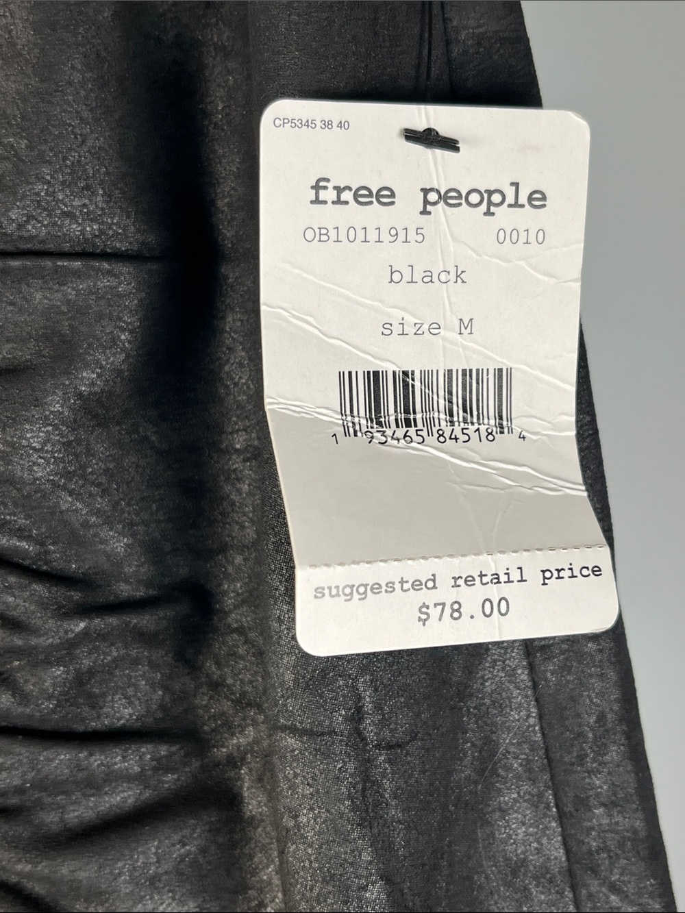 Free People Black Faux Leather Mini Skirt with Side Ruching size M - Picture 4 of 6